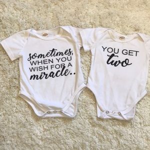 Twins Onesies 3-6 mo Black and White Short Sleeve